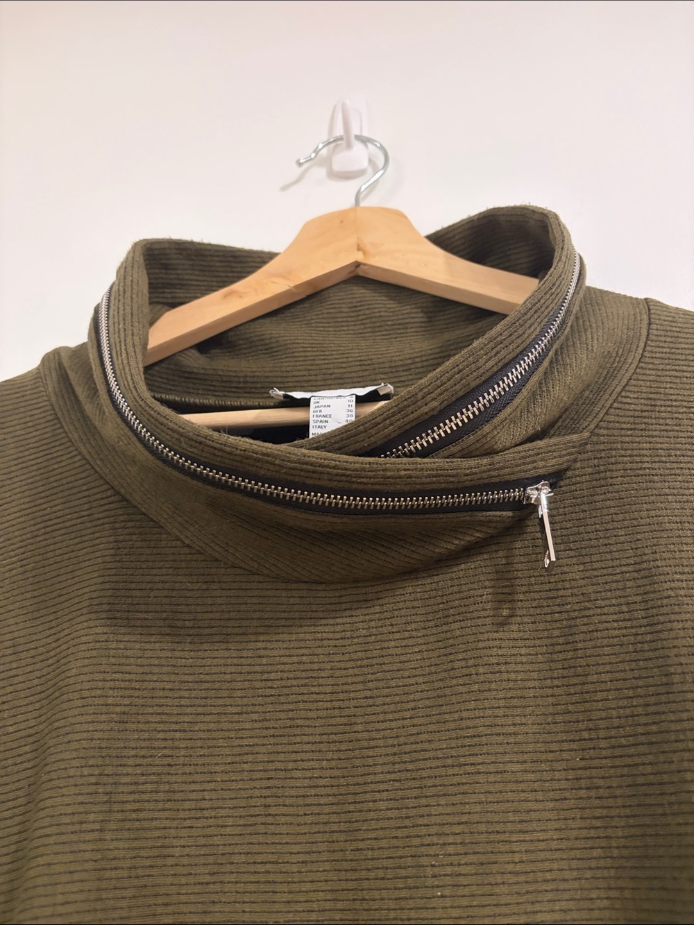 Joseph Ribkoff Olive Green Zip Cowl Neck Short-Sleeve Top - Picture 4 of 8